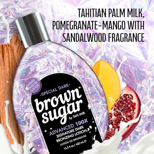 Brown Sugar Special Dark Tanning Lotion - Advanced 100X Double Dark Bronzing Blend with Sugar Cane Extract, Minerals, Acai Berry & Body Butters, 13.5 Fl Oz - görsel 12