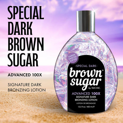 Brown Sugar Special Dark Tanning Lotion - Advanced 100X Double Dark Bronzing Blend with Sugar Cane Extract, Minerals, Acai Berry & Body Butters, 13.5 Fl Oz