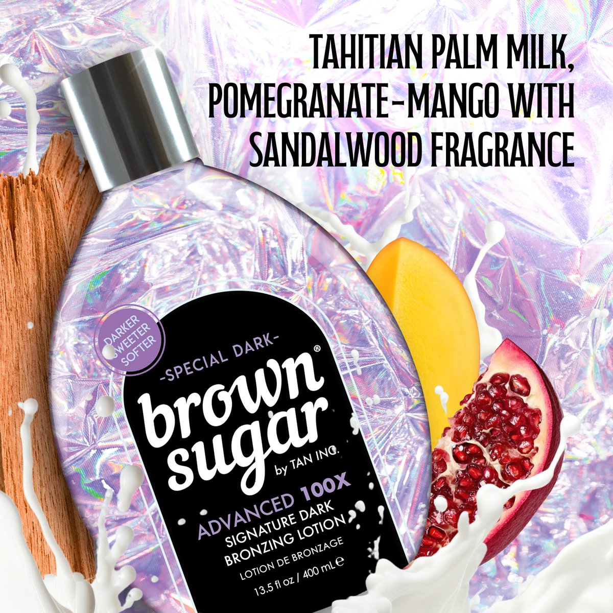 Brown Sugar Special Dark Tanning Lotion - Advanced 100X Double Dark Bronzing Blend with Sugar Cane Extract, Minerals, Acai Berry & Body Butters, 13.5 Fl Oz - görsel 11