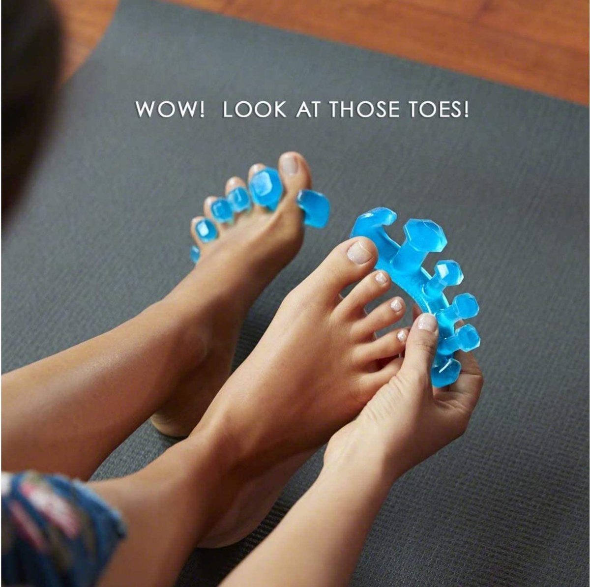YogaToes GEMS Gel Toe Stretcher & Separator - Ice Blue - Small (Fits Women's 7+ / Men's 7+) - 1 Pair Avelisse