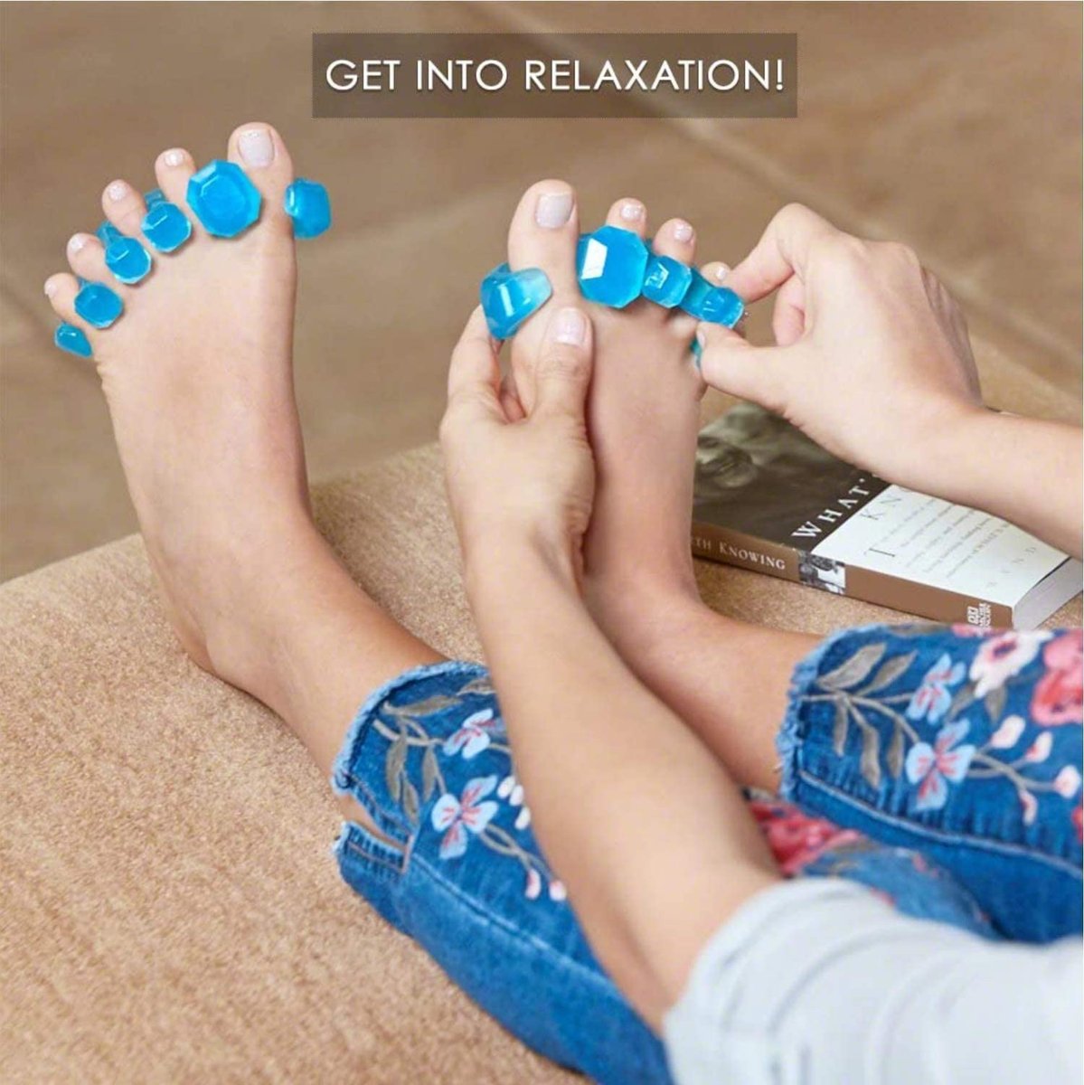 YogaToes GEMS Gel Toe Stretcher & Separator - Ice Blue - Small (Fits Women's 7+ / Men's 7+) - 1 Pair Avelisse