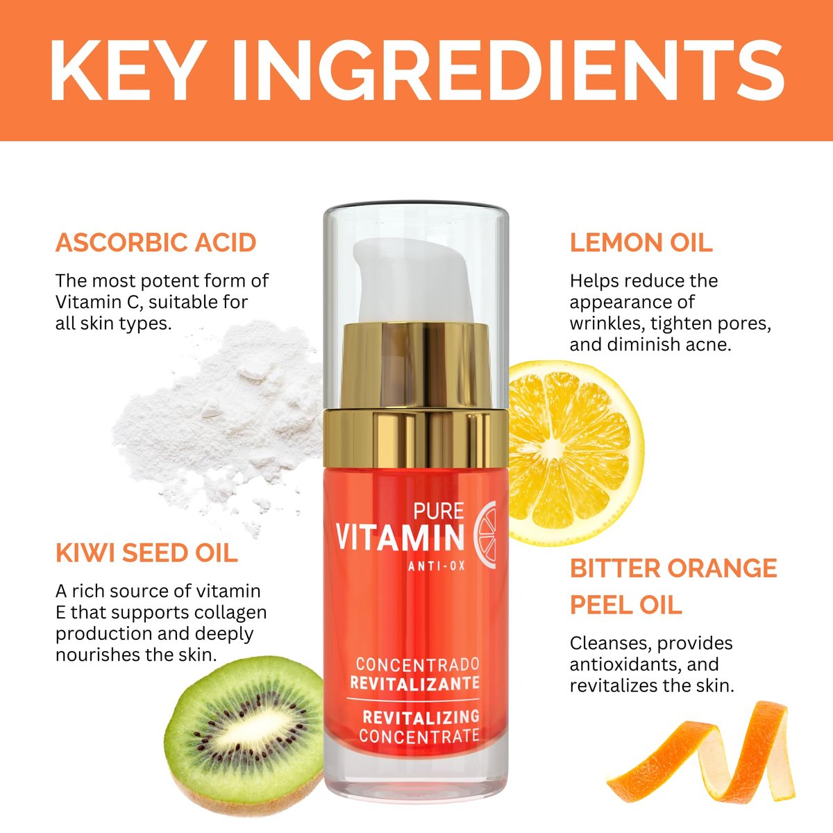 Noche Y Dia Vitamin C Serum for Mature Skin - Anti Aging Formula Hydrates, Moisturizes, Firms - Targets Sun Spots, Fine Lines, Wrinkles - Made in Spain - 1 fl oz Avelisse