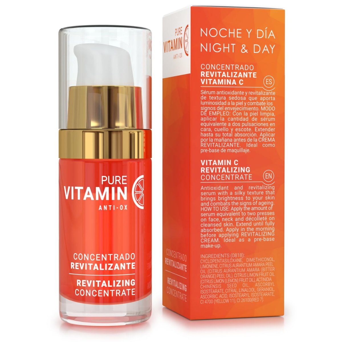 Noche Y Dia Vitamin C Serum for Mature Skin - Anti Aging Formula Hydrates, Moisturizes, Firms - Targets Sun Spots, Fine Lines, Wrinkles - Made in Spain - 1 fl oz Avelisse