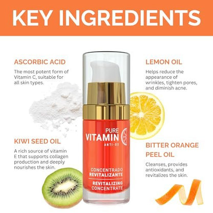 Noche Y Dia Vitamin C Serum for Mature Skin - Anti Aging Formula Hydrates, Moisturizes, Firms - Targets Sun Spots, Fine Lines, Wrinkles - Made in Spain - 1 fl oz Avelisse
