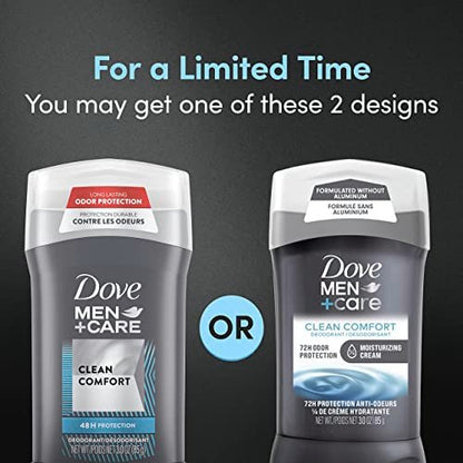 Dove Men+Care Aluminum-Free Deodorant Stick, Clean Comfort, 48-Hour Protection, with Vitamin E & Triple Action Moisturizer, 3 oz