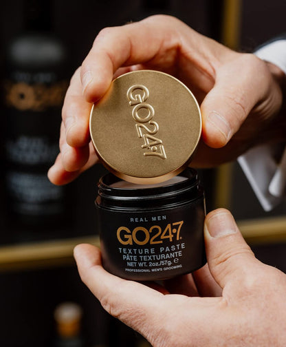 GO247 Texture Paste - Strong Hold, Matte Finish Styling Paste for Men - Adds Volume, Texture & Definition - Long-Lasting Control Without Shine - Ideal for All Hair Types, 2 Oz Avelisse