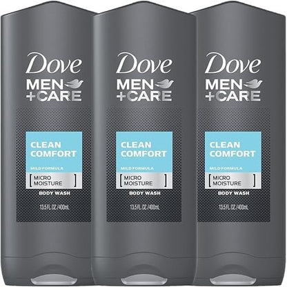 Dove Men+Care Clean Comfort Body & Face Wash – 13.5 oz (Pack of 3)