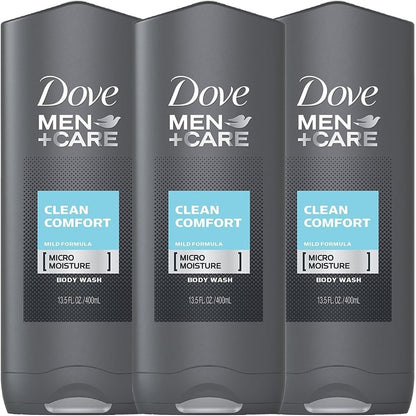 Dove Men+Care Clean Comfort Body & Face Wash – 13.5 oz (Pack of 3)