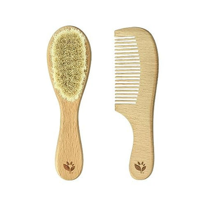 Green Sprouts Baby Brush & Comb Set – Natural Wood & Bristles for Gentle Hair Care