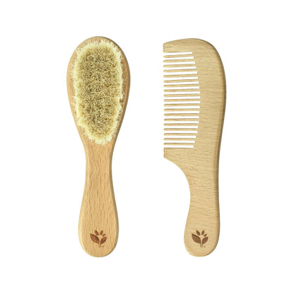 Green Sprouts Baby Brush & Comb Set – Natural Wood & Bristles for Gentle Hair Care