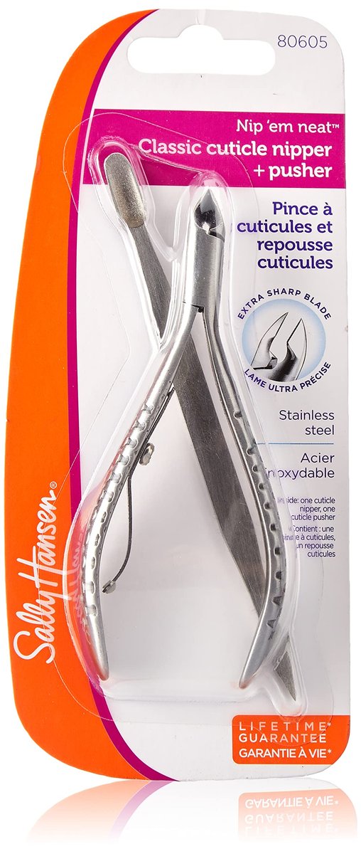 Sally Hansen Nip'em Neat Cuticle Nipper with Pusher – Stainless Steel Precision Cuticle Trimmer - görsel 1