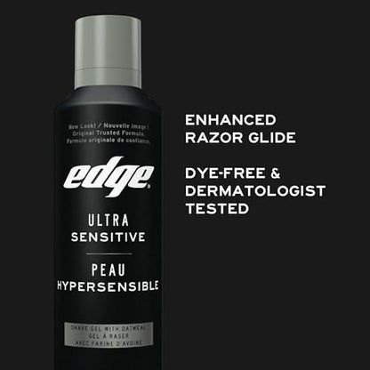 Edge Ultra Sensitive Skin Unscented Shaving Gel, 7 oz (198g) - Gentle, Fragrance-Free Shave