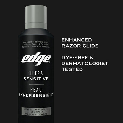Edge Ultra Sensitive Skin Unscented Shaving Gel, 7 oz (198g) - Gentle, Fragrance-Free Shave