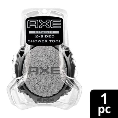 AXE 2-Sided Shower Scrubber Tool – Exfoliating Mesh & Smoothing Detailer for Men, Gray