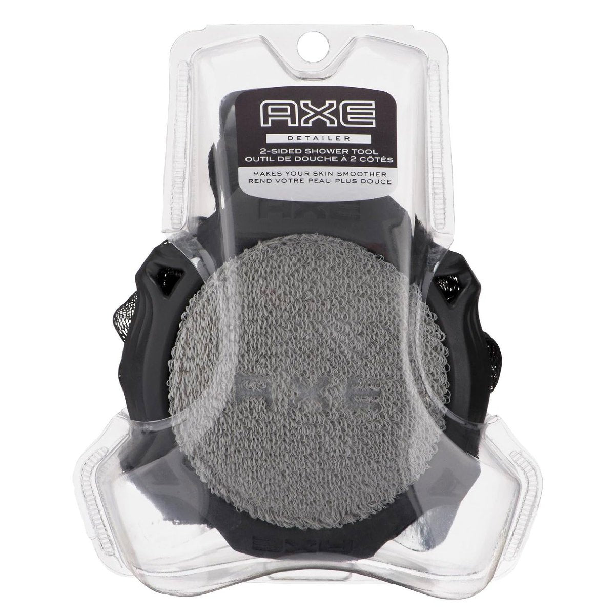 AXE 2-Sided Shower Scrubber Tool – Exfoliating Mesh & Smoothing Detailer for Men, Gray - görsel 1