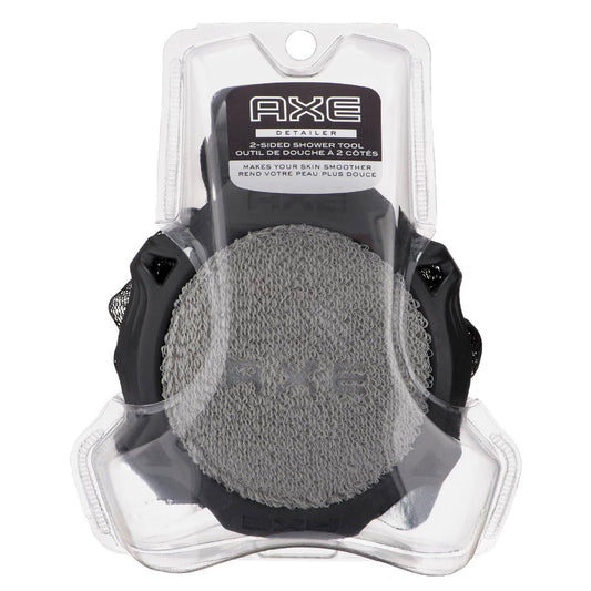 AXE 2-Sided Shower Scrubber Tool – Exfoliating Mesh & Smoothing Detailer for Men, Gray