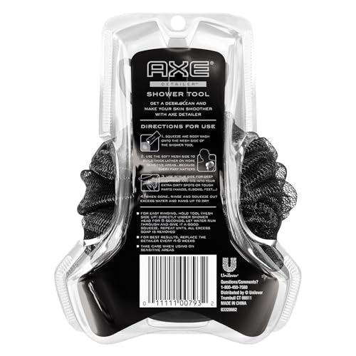 AXE 2-Sided Shower Scrubber Tool – Exfoliating Mesh & Smoothing Detailer for Men, Gray - görsel 4