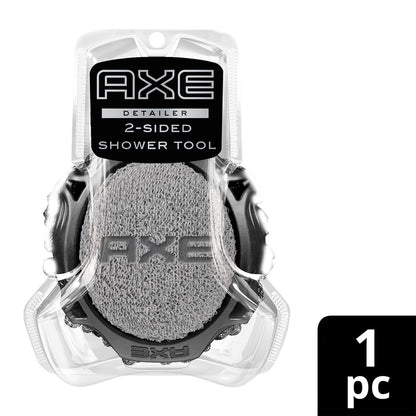 AXE 2-Sided Shower Scrubber Tool – Exfoliating Mesh & Smoothing Detailer for Men, Gray