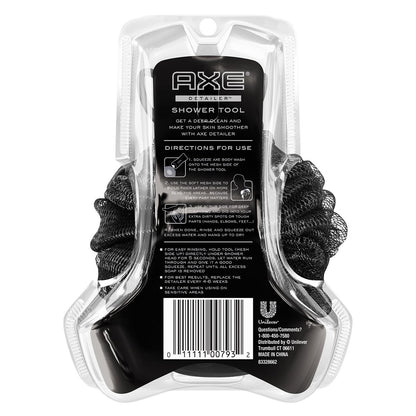 AXE 2-Sided Shower Scrubber Tool – Exfoliating Mesh & Smoothing Detailer for Men, Gray