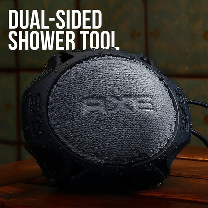 AXE 2-Sided Shower Scrubber Tool – Exfoliating Mesh & Smoothing Detailer for Men, Gray