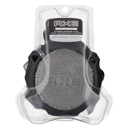 AXE 2-Sided Shower Scrubber Tool – Exfoliating Mesh & Smoothing Detailer for Men, Gray