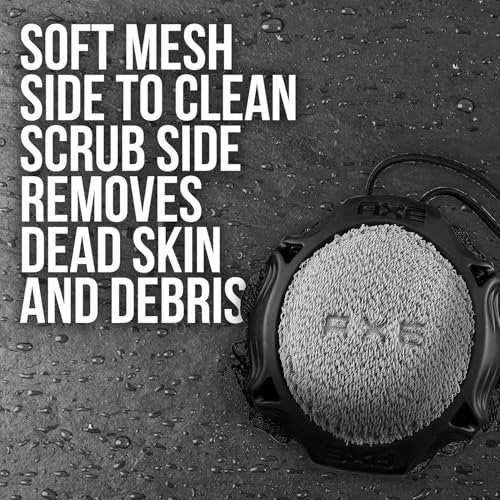AXE 2-Sided Shower Scrubber Tool – Exfoliating Mesh & Smoothing Detailer for Men, Gray - görsel 6