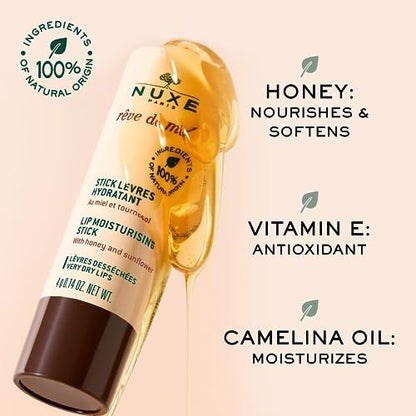 NUXE Rêve de Miel Lip Balm – Shea Butter & Vitamin E Organic Lip Moisturizer for Dry, Cracked Lips (0.14 oz) Avelisse