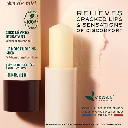 NUXE Rêve de Miel Lip Balm – Shea Butter & Vitamin E Organic Lip Moisturizer for Dry, Cracked Lips (0.14 oz) Avelisse