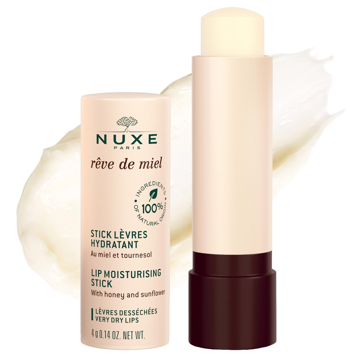 NUXE Rêve de Miel Lip Balm – Shea Butter & Vitamin E Organic Lip Moisturizer for Dry, Cracked Lips (0.14 oz) Avelisse