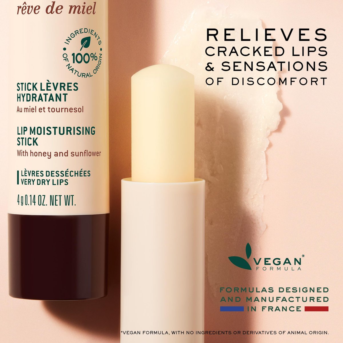 NUXE Rêve de Miel Lip Balm – Shea Butter & Vitamin E Organic Lip Moisturizer for Dry, Cracked Lips (0.14 oz) Avelisse