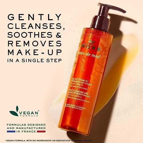 NUXE Rêve de Miel Face Cleanser and Makeup Removing Gel for Dry and Sensitive Skin with Honey and Sunflower, 6.7 Fl Oz Avelisse