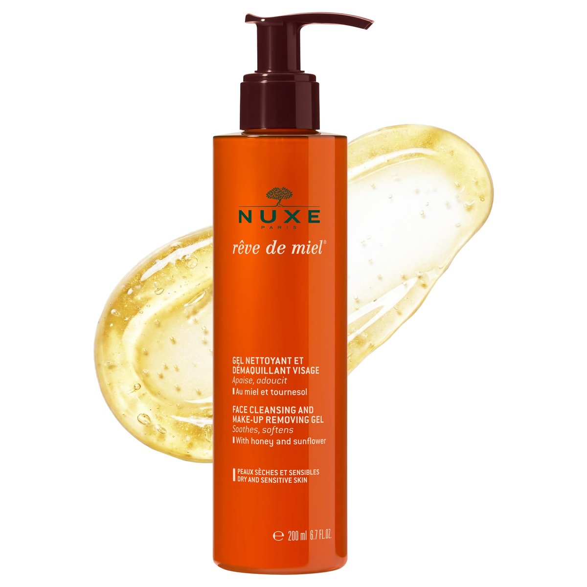 NUXE Rêve de Miel Face Cleanser and Makeup Removing Gel for Dry and Sensitive Skin with Honey and Sunflower, 6.7 Fl Oz Avelisse