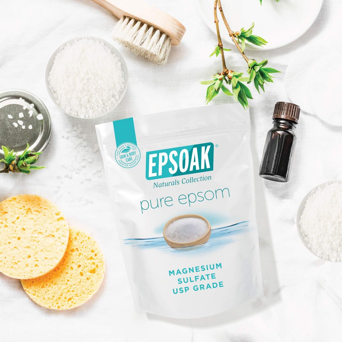 Epsoak Epsom Salt 5 lb. Magnesium Sulfate USP – Unscented, Resealable Bag, Made in USA, Cruelty-Free - görsel 9