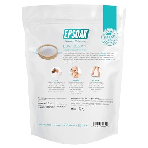 Epsoak Epsom Salt 5 lb. Magnesium Sulfate USP – Unscented, Resealable Bag, Made in USA, Cruelty-Free - görsel 4