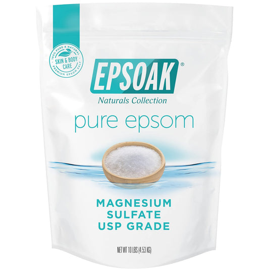 Epsoak Epsom Salt 10 lb. - Magnesium Sulfate USP, Unscented, Resealable Bag, Made in USA, Cruelty-Free Avelisse
