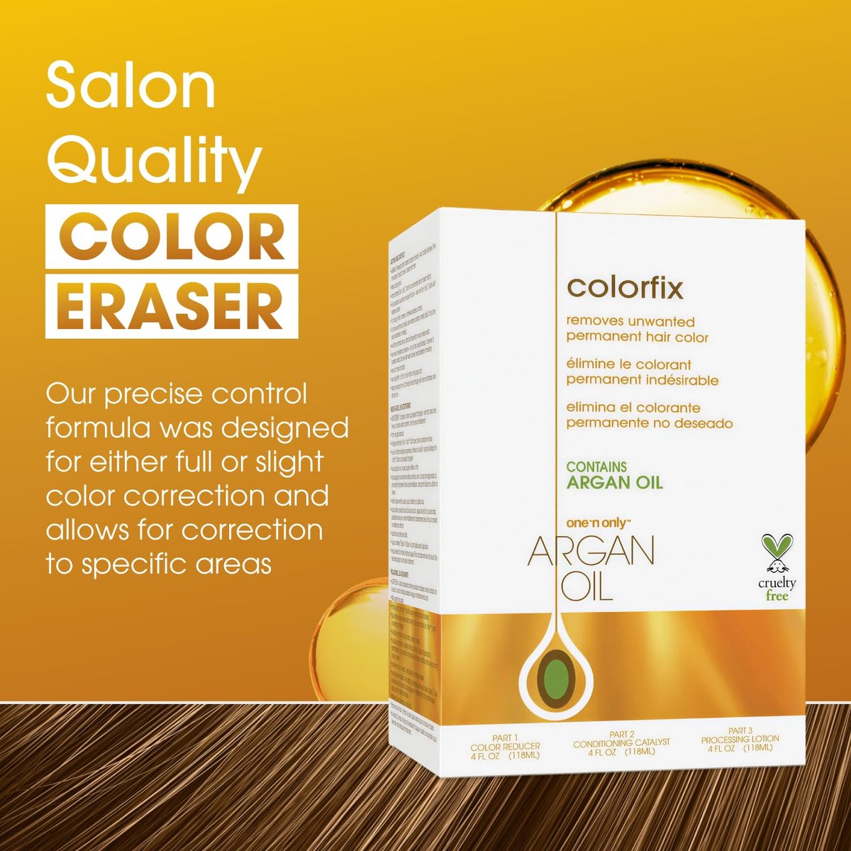 One 'n Only Colorfix Hair Color Remover Kit with Argan Oil - Professional Hair Dye Remover for Targeted Color Correction, Cruelty Free (1 Kit) - görsel 3