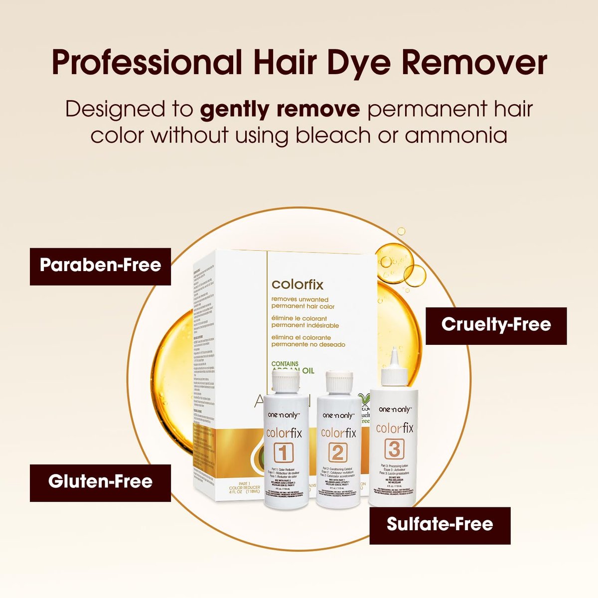 One 'n Only Colorfix Hair Color Remover Kit with Argan Oil - Professional Hair Dye Remover for Targeted Color Correction, Cruelty Free (1 Kit) - görsel 9