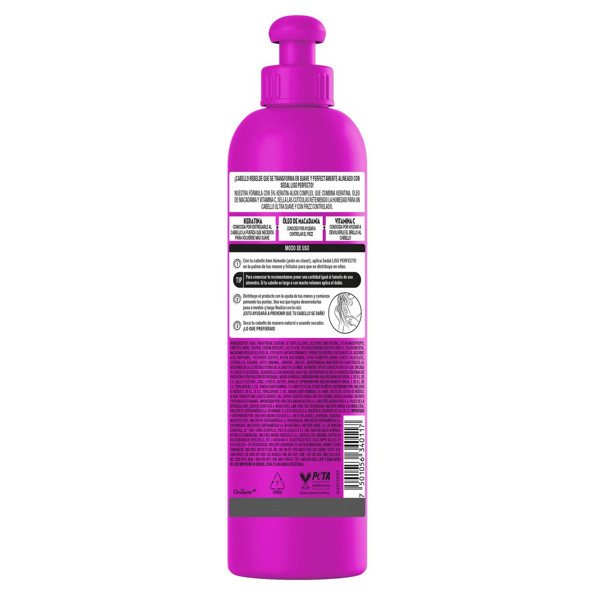 Sedal Liso Perfecto Shampoo with Hydrolyzed Protein - 300 ml (10.1 Fl Oz) - görsel 3