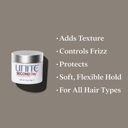 UNITE Hair SECOND Day Weightless Finishing Cream – 2 Oz – Lived-In Texture & Frizz Control with UV & Thermal Protection Avelisse