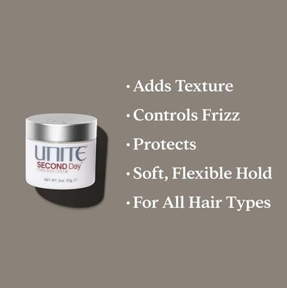 UNITE Hair SECOND Day Weightless Finishing Cream – 2 Oz – Lived-In Texture & Frizz Control with UV & Thermal Protection Avelisse