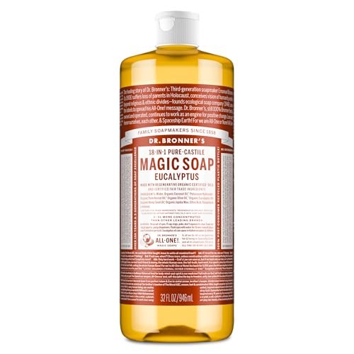 Dr. Bronner's Pure-Castile Magic Soap Liquid - Eucalyptus, 32 oz - 18-in-1 Uses, Regenerative Organic Certified, Vegan & Concentrated - görsel 2