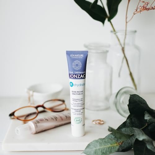 JONZAC Eau Thermale Rehydrate Organic Rich Sensitive Moisturizing Facial Cream - Intense 24hr Hydration with Shea Butter & Natural Hyaluronic Acid, Clinically Proven, All Skin Types, 1.69 Fl Oz - görsel 8