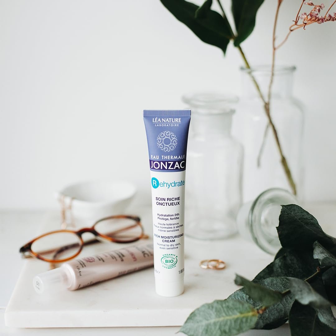 JONZAC Eau Thermale Rehydrate Organic Rich Sensitive Moisturizing Facial Cream - Intense 24hr Hydration with Shea Butter & Natural Hyaluronic Acid, Clinically Proven, All Skin Types, 1.69 Fl Oz - görsel 7