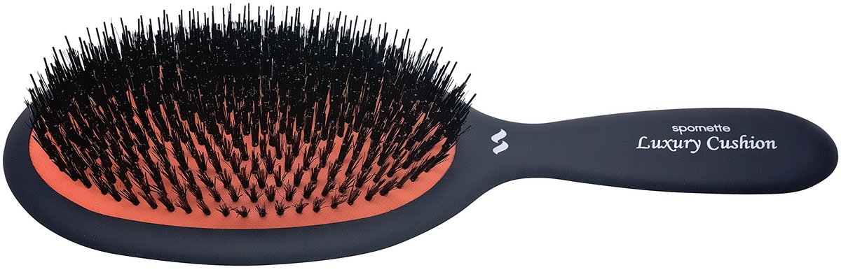 Spornette Boar Bristle Hair Brush - Large Luxury Cushion Oval Vented Brush for Styling & Smoothing - Nylon & Boar Bristles Reduce Breakage for All Hair Types Avelisse