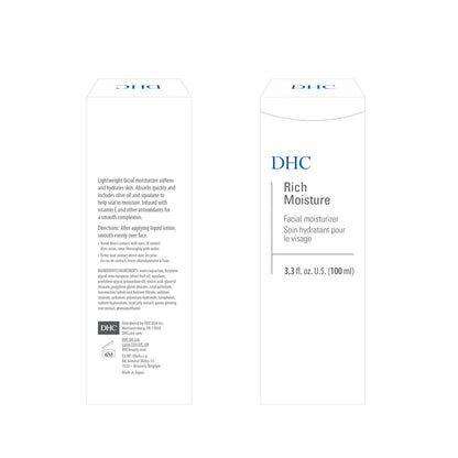 DHC Rich Moisture Lightweight Facial Moisturizer for Dry Skin – Fragrance & Colorant Free, 3.3 fl oz Avelisse