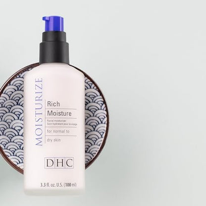 DHC Rich Moisture Lightweight Facial Moisturizer for Dry Skin – Fragrance & Colorant Free, 3.3 fl oz Avelisse