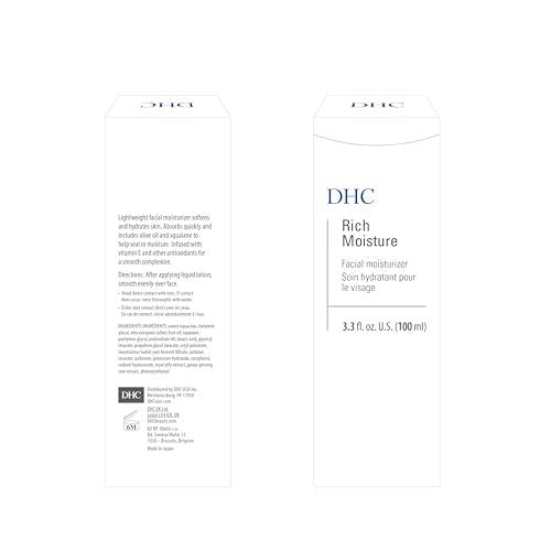 DHC Rich Moisture Lightweight Facial Moisturizer for Dry Skin – Fragrance & Colorant Free, 3.3 fl oz Avelisse