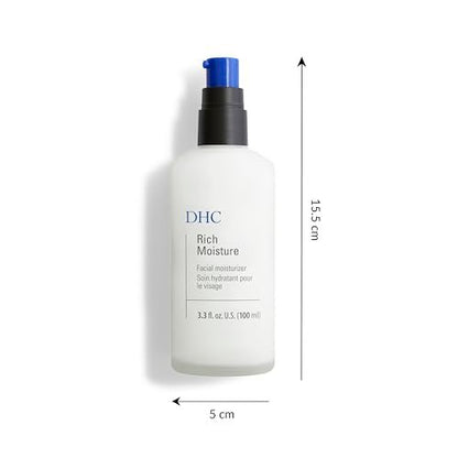 DHC Rich Moisture Lightweight Facial Moisturizer for Dry Skin – Fragrance & Colorant Free, 3.3 fl oz Avelisse