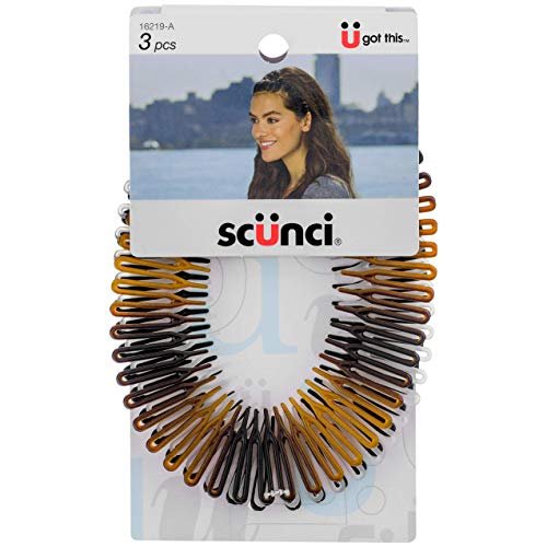 Scunci Effortless Beauty Stretch Hair Combs - 3 Pack (Tortoise, Opaque White, Black) for Fine, Thick, and All Hair Types - görsel 2