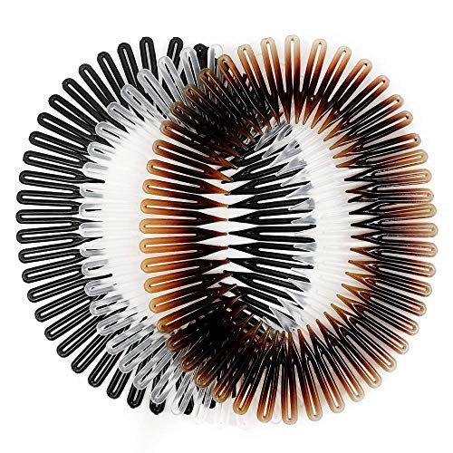 Scunci Effortless Beauty Stretch Hair Combs - 3 Pack (Tortoise, Opaque White, Black) for Fine, Thick, and All Hair Types - görsel 4